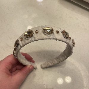 Anthropology white headband with gold stones